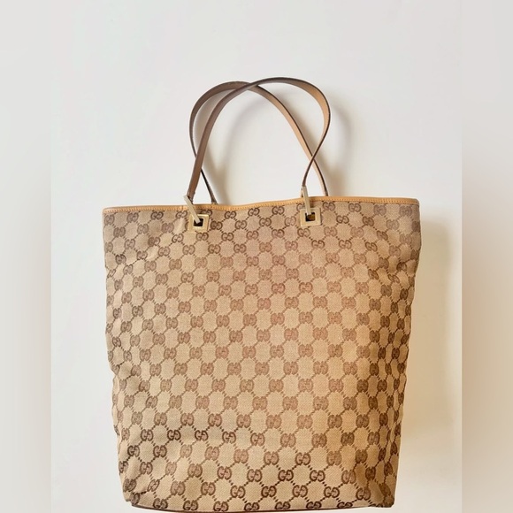 Vintage Gucci Tote Bag - tan GG canvas authentic - Picture 2 of 12